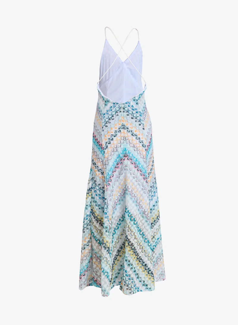 جينجر Halter Neck Crovhet Chevron Beach Dress